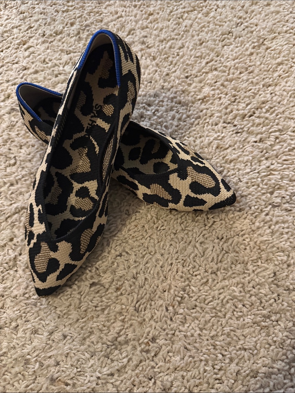 Rothy's Leopard Print Pointed Toe Flats - Beige and Black - Picture 3 of 3